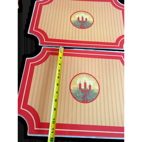Christmas Placemats Vintage Set Lot 4 Vinyl 1980s Santa Tree Children 2 Sided - Picture 7 of 8